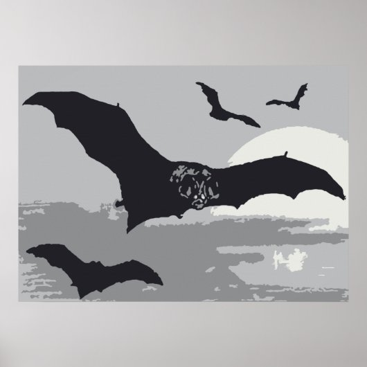 Oude Halloween vliegende zwarte vleermuizen Poster (Voorkant)