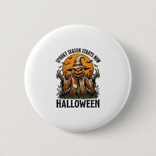 Oude Halloween Vogelverschrikker Pompoen Heks Shir Ronde Button 5,7 Cm