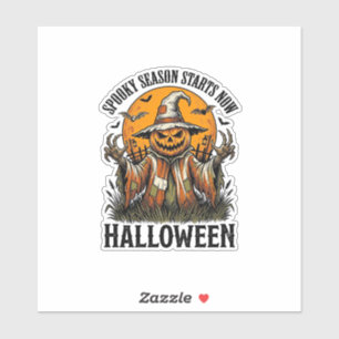 Oude Halloween Vogelverschrikker Pompoen Heks Shir Sticker