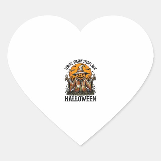 Oude Halloween Vogelverschrikker Pompoen Heks T-sh Hart Sticker (Voorkant)