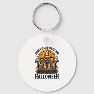 Oude Halloween Vogelverschrikker Pompoen Heks T-sh Sleutelhanger