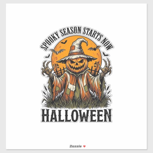 Oude Halloween Vogelverschrikker Pompoen Heks T-sh Sticker (Vel)