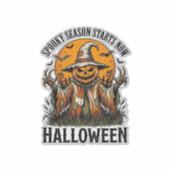 Oude Halloween Vogelverschrikker Pompoen Heks T-sh Sticker (Voorkant)