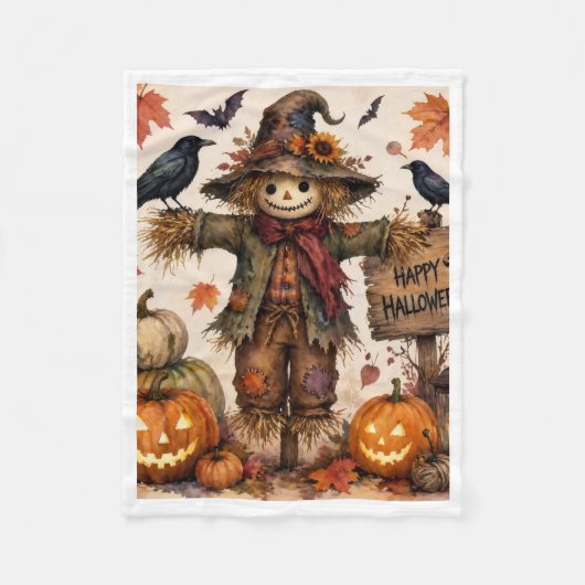 Oude Halloween-vogelverschrikkingsdeken Fleece Deken (Voorkant)