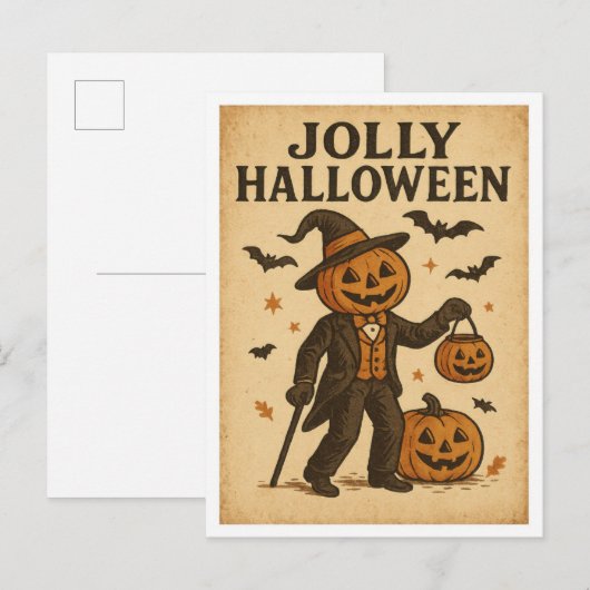 Oude Halloween vrolijke Halloween Briefkaart (Voorkant / Achterkant)