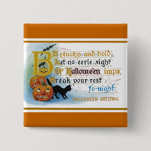 Oude Halloween wenskaart Vierkante Button 5,1 Cm (Voorkant)