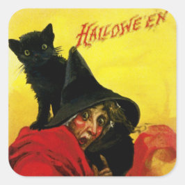 Oude Halloween Witch Vierkante Sticker