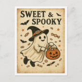 Oude Halloween Zoet & Griezelig Briefkaart (Voorkant)