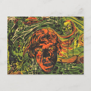 Oude Halloween-zombies, graffiti-straatart Briefkaart