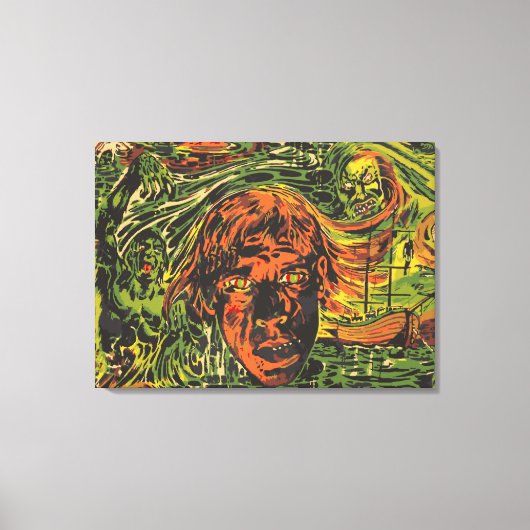 Oude Halloween-zombies, graffiti-straatart Canvas Afdruk (Voorkant)