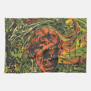 Oude Halloween-zombies, graffiti-straatart Theedoek