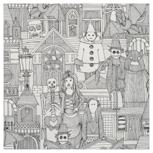 oude Halloween zwart wit Stof (Swatch)