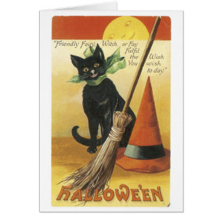 Oude halloween, zwarte kat