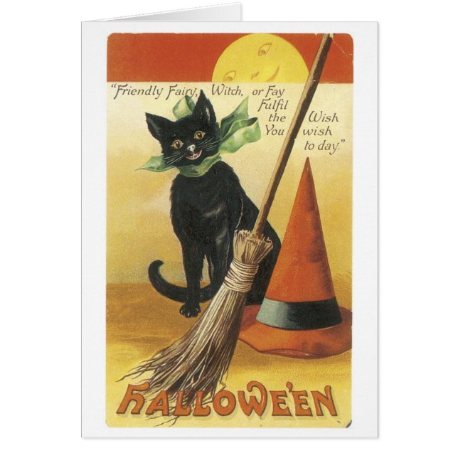Oude halloween, zwarte kat (Voorkant)