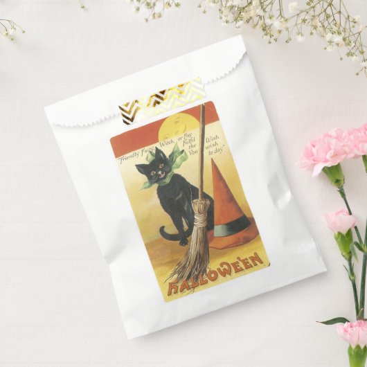 Oude halloween, zwarte kat bedankzakje (Gezegeld)