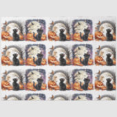 Oude Halloween Zwarte Kat Decoupage Vloeipapier Tissuepapier (Voorkant)