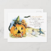 Oude halloween, zwarte kat en muizen briefkaart (Voorkant / Achterkant)