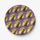 Oude halloween, zwarte kat en oorts papieren bordje (Voorkant)