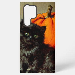 Oude Halloween Zwarte Kat en Pompoenen Samsung Galaxy Hoesje