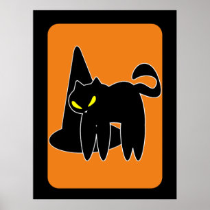 Oude Halloween Zwarte Kat Heks  Poster