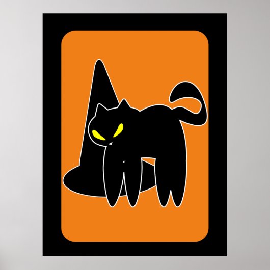 Oude Halloween Zwarte Kat Heks  Poster (Voorkant)