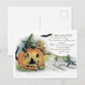 Oude Halloween Zwarte Kat Muizen Postkaart (Voorkant / Achterkant)