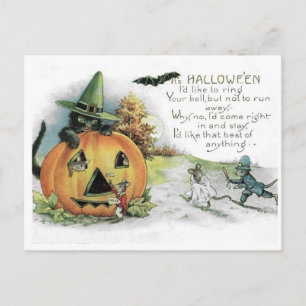 Oude Halloween Zwarte Kat Muizen Postkaart