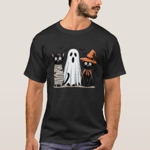 Oude Halloween Zwarte Kat Mummie Geest Heks Retro T-shirt