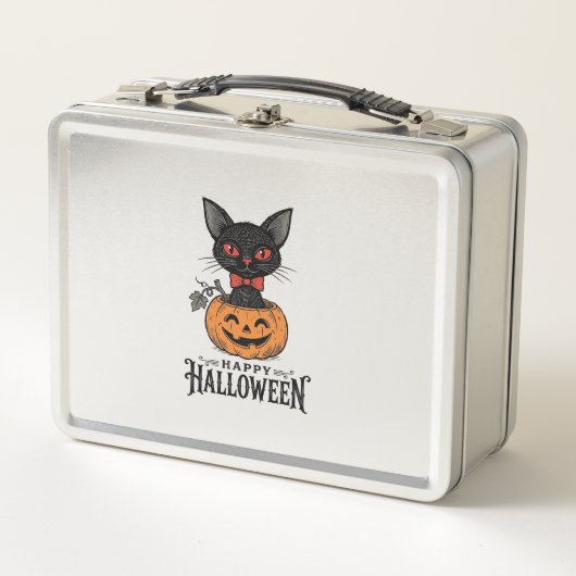Oude Halloween Zwarte Kat Pompoen Shirt Ontwerp_1 (Voorkant)