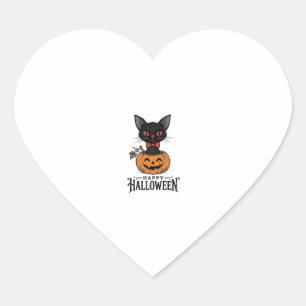 Oude Halloween Zwarte Kat Pompoen Shirt Ontwerp_1 Hart Sticker