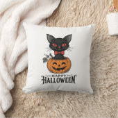 Oude Halloween Zwarte Kat Pompoen Shirt Ontwerp_1 Kussen (Deken)