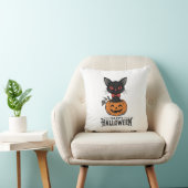 Oude Halloween Zwarte Kat Pompoen Shirt Ontwerp_1 Kussen (Stoel)