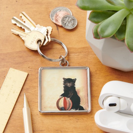 Oude HALLOWEEN Zwarte Kat Sleutelhanger (Bureau)
