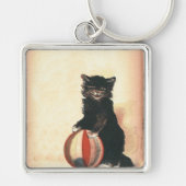 Oude HALLOWEEN Zwarte Kat Sleutelhanger (Voorkant)