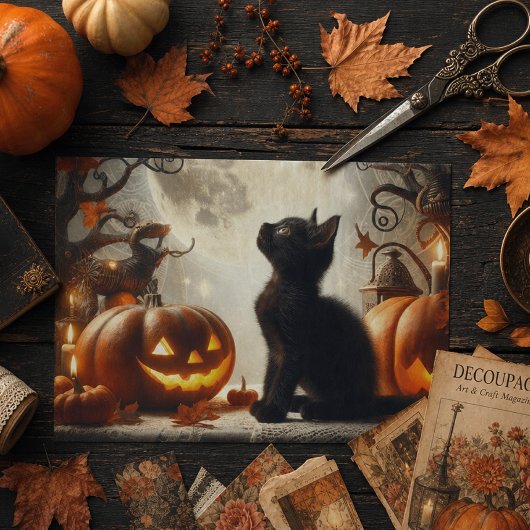 Oude Halloween Zwarte Kat Tissuepapier
