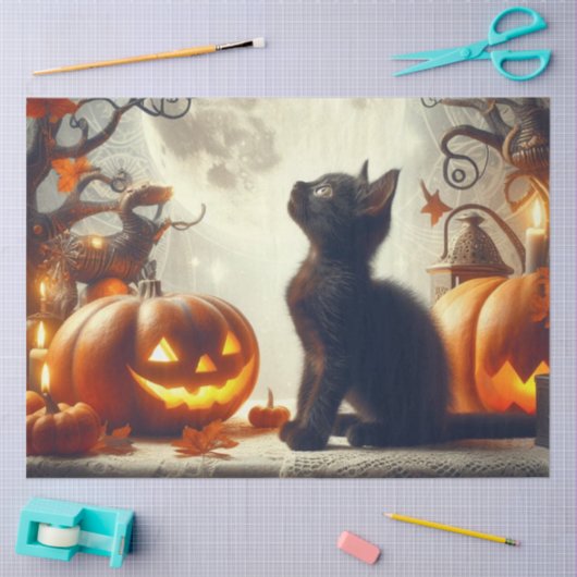 Oude Halloween Zwarte Kat Tissuepapier (Craft)