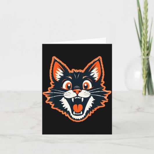 Oude Halloween Zwarte Kat - Vervallen Kaart (Voorkant)