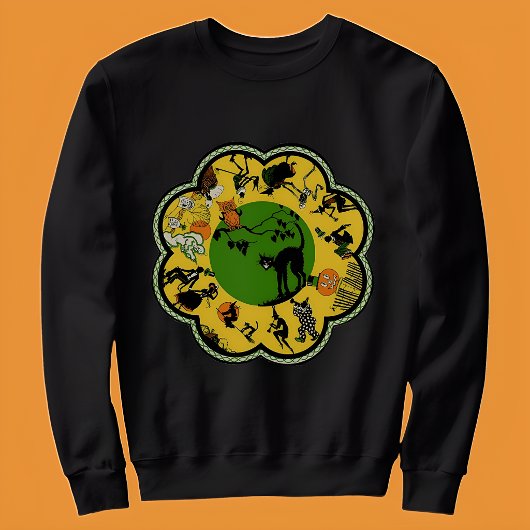 Oude Halloween Zwarte Kat Vintage Trui