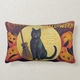 Oude Halloween Zwarte Kat Worp Kussen
