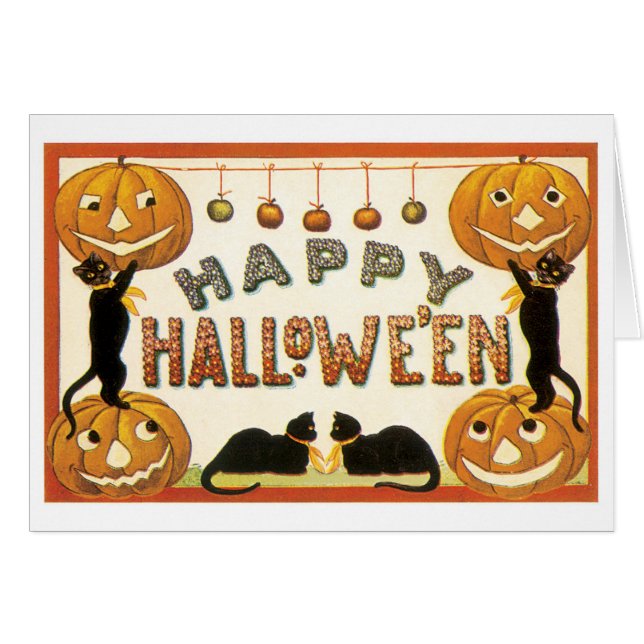 Oude halloween, zwarte katten (Voorkant Horizontaal)