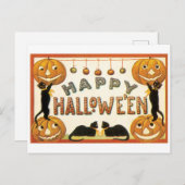 Oude halloween, zwarte katten briefkaart (Voorkant / Achterkant)