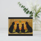 Oude Halloween Zwarte Katten en Jack O'Lantern Briefkaart (Staand voorkant)