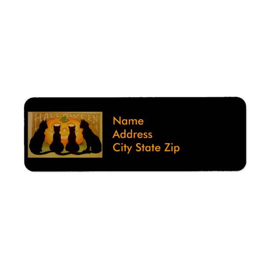 Oude Halloween Zwarte Katten Etiket (Voorkant)