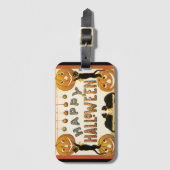 Oude Halloween, Zwarte Katten met Jackolanterns Bagagelabel (Voorkant (verticaal))
