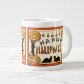 Oude Halloween, Zwarte Katten met Jackolanterns Grote Koffiekop (Voorkant rechts)