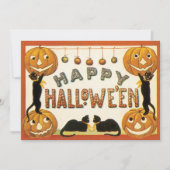 Oude Halloween, Zwarte Katten met Jackolanterns Kaart (Voorkant)