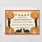 Oude Halloween, Zwarte Katten met Jackolanterns Kaart (Achterkant)