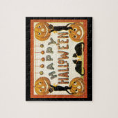 Oude Halloween, Zwarte Katten met Jackolanterns Legpuzzel (Verticaal)