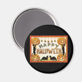 Oude Halloween, Zwarte Katten met Jackolanterns Magneet (Voorkant / Achterkant)