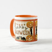 Oude Halloween, Zwarte Katten met Jackolanterns Mok (Voorkant links)